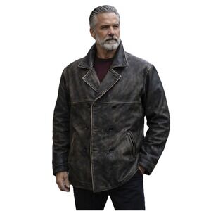 Vintage Couture‎ By J Park Mens Perfectly Weathered  Brown Leather Jacket SIZE L